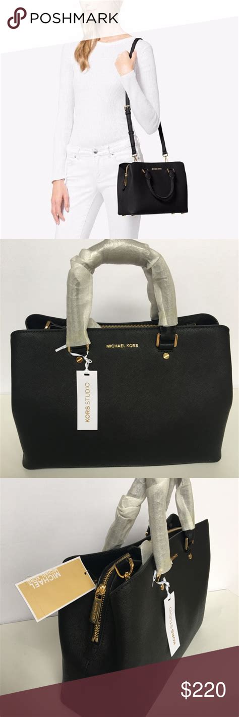 michael kors savanal large bag size|Savvannah Large Saffiano Leather Tote .